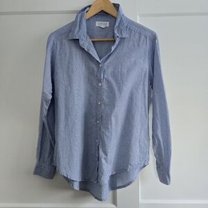 Velvet Blue White Striped Button Down Womens Xs Blouse / Long Sleeve Shirt
